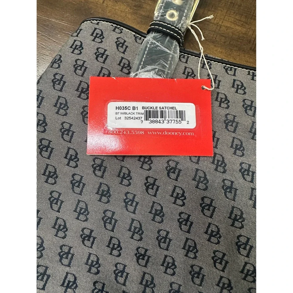 Dooney & Bourke Buckle Satchel H035CB1 Grey Black Monogram Signature Handbag NEW
